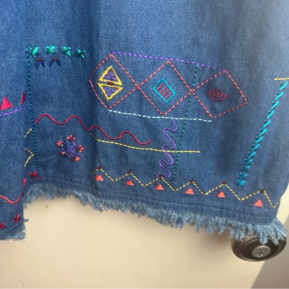 Napa Valley Dresses & Skirts - Napa‎ Valley Denim Boho Embroidered Geometric Trim Vintage 90’s/Y2K Skirt NWT 12
